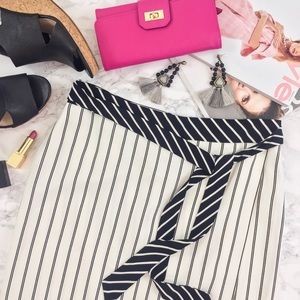 Ann Taylor Tie Waist Pinstripe Wrap Skirt